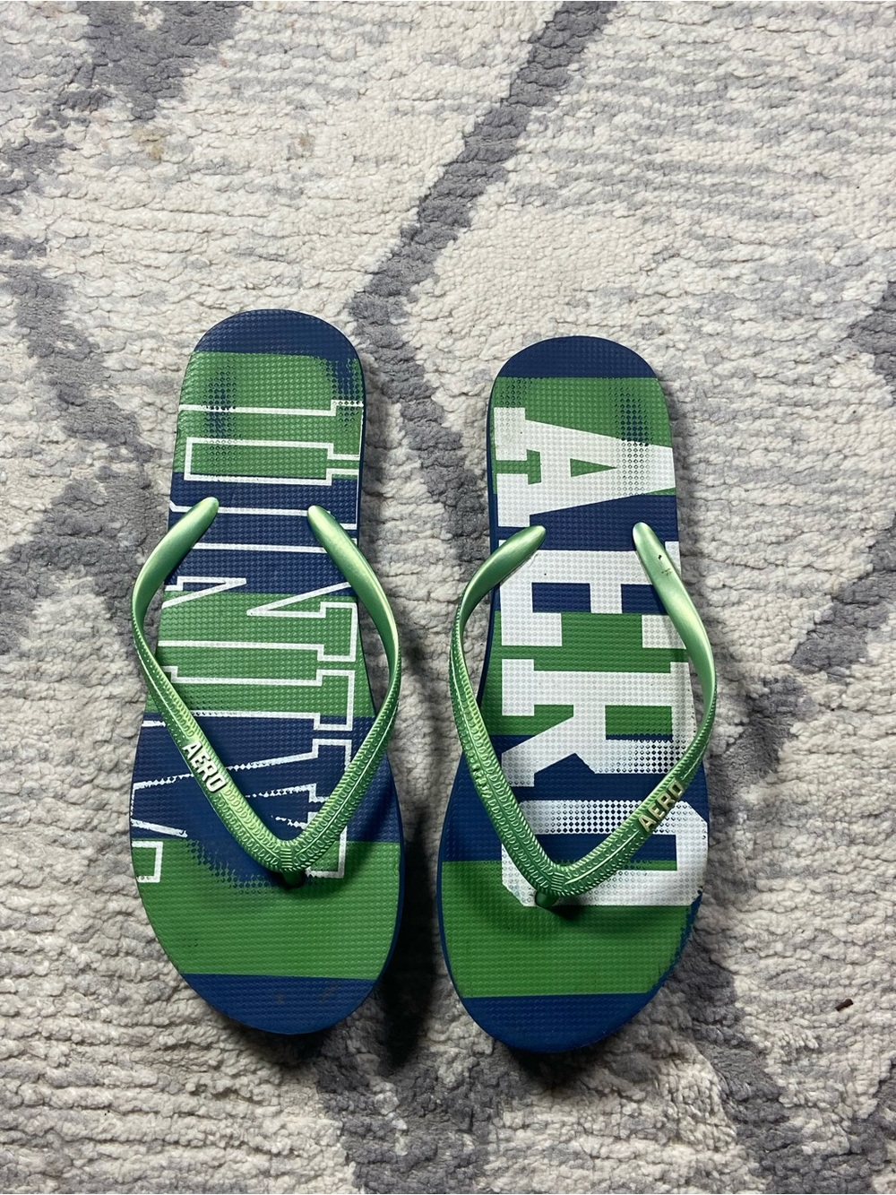 Aeropostale Green & Navy Striped Women's Flip-Flop Sandals